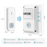 Wireless Doorbell ,Waterproof Door Chime Kit with 1 Push Button,1 Plug-in Receiver,55 Melodies ,5 Level Volume,Night Light and LED Indicator Operating at 1000ft for Home Office