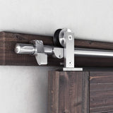 SMARTSTANDARD 8FT Top Mount Heavy Duty Sliding Barn Door Hardware Kit, Single Rail, Stainless Steel, Smoothly and Quietly, Simple and Easy to Install, Fit 42