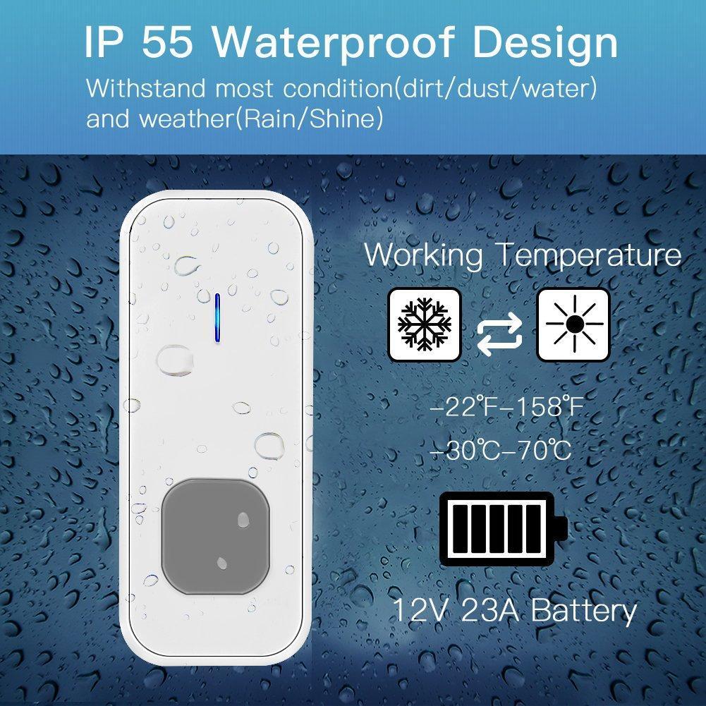Wireless Doorbell ,Waterproof Door Chime Kit with 1 Push Button,1 Plug-in Receiver,55 Melodies ,5 Level Volume,Night Light and LED Indicator Operating at 1000ft for Home Office