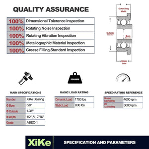 XiKe 4 Pack Flanged Ball Bearing ID 5/8" x OD 1-3/8", Lawn Mower, Wheelbarrows, Carts & Hand Trucks Wheel Hub for Suitable, Replacement for Snapper, Stens, JD, Snapper, MTD, Marathon & AYP Etc.