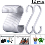 ACMETOP S Hooks, 12 Pack Aluminum S Shaped Hooks, Matte Finish S Hooks for Hanging Pots and Pans, Plants, Coffee Cups, Clothes, Towels in Kitchen, Bedroom, Bathroom, Office and Garden(Matte Silver)