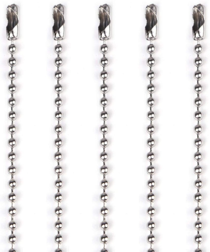 50pcs Nickel Plated Ball Chain Necklace, KinHom 24 Inches Long 2.4mm Bead Size # 3 Adjustable Antiqued Metal Bead Steel Chain Matching Connectors Jewelry Findings