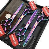 Elfirly 7.0in Professional Pet Grooming Scissors Set,Straight & Thinning & Curved Scissors 4pcs Set for Dog Grooming