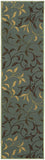 Ottomanson Otto Home Contemporary Leaves Design Modern Area Rug Hallway Runner, 2'7" X 9'10", Sage Green/Aqua Blue