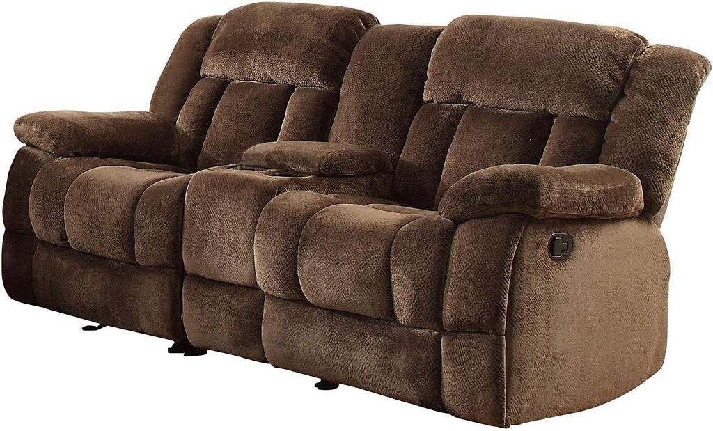 Homelegance Laurelton 90" Microfiber Double Reclining Sofa, Chocolate Brown