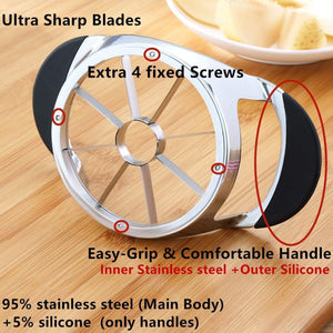 YHTAWOO Apple Corer Slicer+Orange peeler+cleaning brush, Apple Slicer Stainless steel Core remover Blooming Onion Cutter Pear Divider Wedger Metal Decorer Tool For Large Apple Kitchen Gadgets