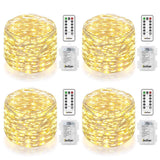 4 Pack Fairy Lights Fairy String Lights Battery Operated Waterproof 8 Modes Remote Control 50 Led String Lights 16.4ft Silver Wire Firefly lights for Bedroom Wedding Festival Decor (Cool White) ¡