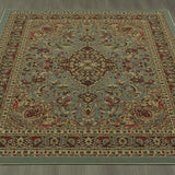 Ottomanson Ottohome Collection Persian Heriz Oriental Design with Non-Skid (Non-Slip) Rubber Backing Area Rug,5'0"X6'6"., Sage Green/Aqua Blue