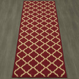 Ottomanson Ottohome Collection Contemporary Morrocan Trellis Design Non-Skid (Non-Slip) Rubber Backing Runner Rug, 20" X 59", Red