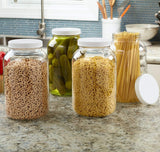 4 Pack - 1 Gallon Glass Jar w/Plastic Airtight Lid, Muslin Cloth, Rubber Band - Wide Mouth Easy Clean - BPA Free & Dishwasher Safe - Kombucha, Kefir, Canning, Sun Tea, Fermentation, Food Storage