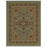 Ottomanson Ottohome Collection Persian Heriz Oriental Design with Non-Skid (Non-Slip) Rubber Backing Area Rug,5'0"X6'6"., Sage Green/Aqua Blue