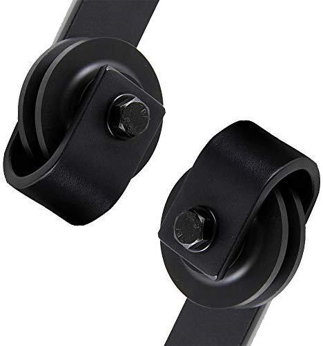 ZEKOO Rustic 6 FT by Pass Barn Doors Hardware Sliding Black Steel Big Wheel Roller Track for Double Wooden Doors