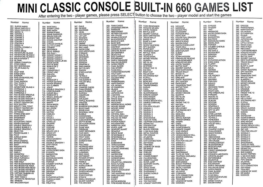 Mini Classic Game Consoles Mini Retro Game Consoles Built-in 660 Games Video Games Handheld Game Player (AV Out Cable 8-Bit) Bring You Happy Childhood Memories