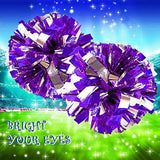 hatisan 4Pcs Large Cheerleader Pom Poms, Pom Poms Cheerleading Metallic Foil & Plastic Ring Pompoms Cheerleader, Cheerleading Poms Accessory Pompoms Cheer for Sports Team Spirit Cheering