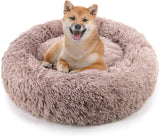 Nest 9 Donut Dog Cat Bed, Soft Plush Pet Cushion, Anti-Slip Machine Washable Self-Warming Pet Bed - Improved Sleep for Cats Small Medium Dogs (Multiple Sizes)