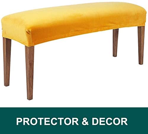 smiry Velvet Dining Room Bench Covers - Soft Stretch Spandex Upholstered Bench Slipcover Removable Washable Bench Seat Protector for Living Room, Kitchen, Bedroom (Peacock Green)