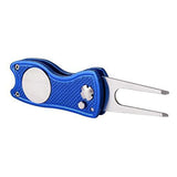 Mile High Life All Metal Foldable Golf Divot Tool with Pop-up Button & Magnetic Ball Marker (Multi-Colors/Shape)