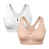 Women's Zip Front Sports Bra Wireless Post-Surgery Bra Active Yoga Sports Bras