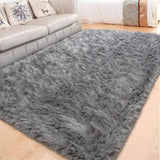 PAGISOFE Soft Faux Sheepskin Fluffy Rugs for Bedroom Kids Room, High Pile Faux Fur Area Rug Bedside Floor Carpet Photography, 3x5 Feet Rectangular Grey