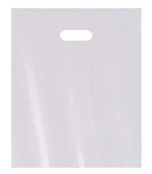 100 Pack 15" x 18" with 2 mil Thick White Merchandise Plastic Glossy Retail Bags | Die Cut Handles | Perfect for Shopping, Party Favors, Birthdays, Children Parties | Color White | 100% Recyclable