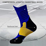 DISILE Elite Basketball Socks, Cushioned Dri-Fit Athletic Crew Socks - Thick Sports Socks For Men & Women