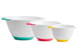 KUKPO Mixing Bowls – 3 piece set Includes 1.8 Qt, 3.6 Qt, 6.5 Qt, Easy Grip Handle With Non - Skid Bottom