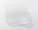 Crystal Clear Acrylic Desktop File Sorter Holder - Lucite Mail, Paper, File Folder Organizer – Eyeshadow, Makeup Palette and Electronics Organizer - Thick Cast Acrylic - Unum - 9" x 6.75" x 6.5"