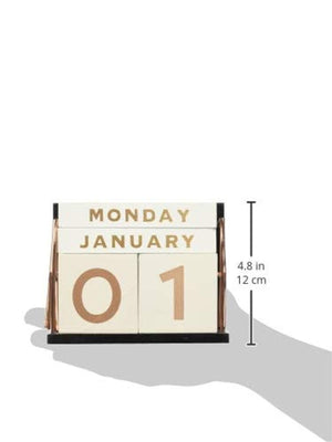 YOFIT 21 Vintage Wooden Block Perpetual Calendar Desk Accessory Shabby Rustic Chic Number, Golden