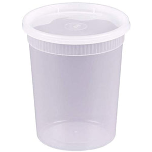 [24 Sets- 32 oz.] Plastic Deli Food Storage Containers With Airtight Lids