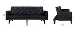 Modern Tufted Bonded Leather Sleeper Futon Sofa with Nailhead Trim in White, Black (Black)