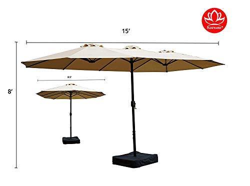 Kozyard Butterfly 14' Outdoor Patio Double-Sided Aluminum Umbrella with Crank and Base