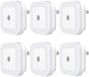 Sycees SC01 Plug-in LED Night Light Lamp with Dusk to Dawn Sensor for Hallway, Kitchen, Bathroom, Bedroom, Stairs, Daylight White, 6-Pack