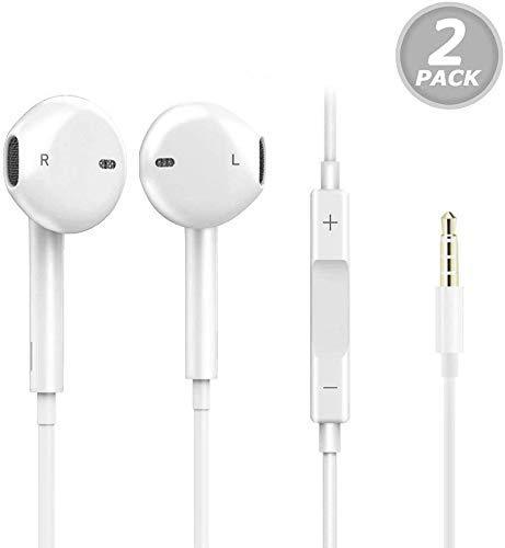 Herun Earphones/Earbuds/Headphones, Premium in-Ear Wired Earphones with Remote & Mic Compatible iPhone 6s/plus/6/5s/se/5c/iPad/Samsung/MP3 (2Pack-White)
