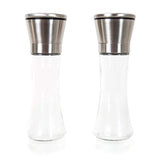 Inventory Liquidation Sale - Premium Tall Glass & Stainless Steel Salt and Pepper Grinder Set - Brushed Stainless Steel Pepper Mill and Salt Mill, Adjustable Ceramic Rotor By Simple Kitchen Products