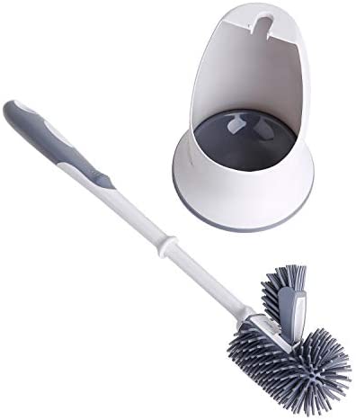 COSTOM Toilet Brush Set,Toilet Bowl Brush and Holder for Bathroom Toilet - White