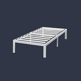 Best Price Mattress Twin XL Bed Frame - 14 Inch Metal Platform Beds [Model E] w/ Steel Slat Support (No Box Spring Needed), White