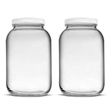 Teikis 2 Pack Wide-Mouth 1 Gallon Glass Jar with 4" Opening Lid Air Tight and Leak Proof - USDA Approved for Fermenting Kombucha, Kefir, Storing and Canning - Dishwasher Safe