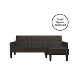 DHP Haven Small Space Sectional Futon Sofa, Black Faux Leather