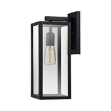 Globe Electric Bowery 1-Light Outdoor Indoor Wall Sconce, Matte Black, Clear Glass Shade 44176