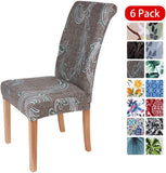 smiry Stretch Printed Dining Chair Covers, Spandex Removable Washable Dining Chair Protector Slipcovers for Home, Kitchen, Party, Restaurant - Set of 6, Black Baroque