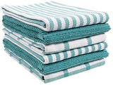 KAF Home Mixed Flat & Terry Kitchen Towels | Set of 6 18 x 28 Inches | 4 Flat Weave Towels for Cooking and Drying Dishes and 2 Terry Towels, for House Cleaning and Tackling Messes and Spills (Teal)