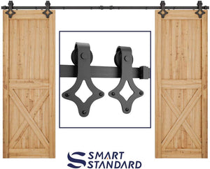 5FT Heavy Duty Sturdy Sliding Barn Door Hardware Kit -Super Smoothly and Quietly - Simple and Easy to Install - Includes Step-by-Step Installation Instruction -Fit 30" Wide Door(Rhombic Shape Hanger)