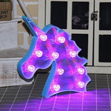 Pooqla LED Unicornio Night Light Lamp Kids Marquee Lights Unicorn Shape Signs Light Up Christmas Party Wall Decoration Battery Operated (Pink)