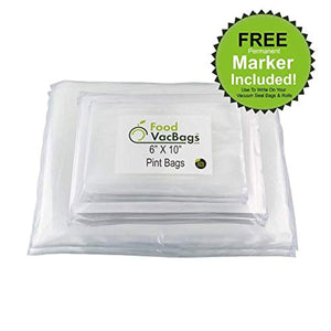 150 Combo FoodVacBags Vacuum Seal Bags - 3 sizes! 50 Pint, 50 Quart and 50 Gallon, 4 MIL, Commercial Grade, Sous Vide, No BPA, Boil, Microwave & Freezer Safe