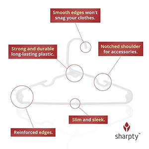 Sharpty White Children's Hangers Plastic, Kids Hangers Ideal for Everyday Standard Use, Baby Hangers (Kids 60 Pack)