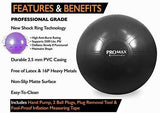 PRO MAX Exercise Ball by SmarterLife - Professional Grade Yoga Ball for Balance, Stability, Fitness, Pilates, Birthing, Therapy, Office Ball Chair, Classroom Flexible Seating