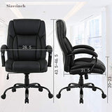 High-Back Big and Tall Office Chair 500lb Executive Chair Ergonomic PU Desk Task Chair Rolling Swivel Chair Adjustable Computer Chair with Lumbar Support Headrest Leather Chair for Women, Men (Black)