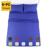 EMONIA Queen Sheets Set -6 Pieces Bed Sheets-Microfiber Super Soft 1800 Series Deep Pocket Fitted Sheets-Wrinkle