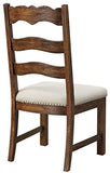 Emerald Home Furnishings  Bay Rustic Brown Dining Chair with Upholstered Seat, Ladder Back, And Nailhead Trim, Set of Two