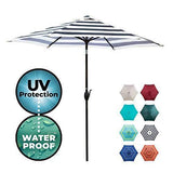 Abba Patio Outdoor 9-Feet Table Umbrella with Push Button Tilt and Crank Lift, Turquoise Striped